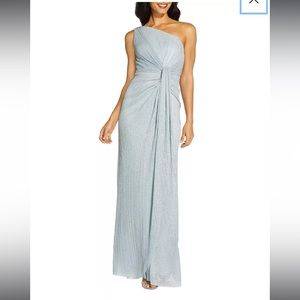 Adrianna Papell, Stardust Pleated One Shoulder Gown